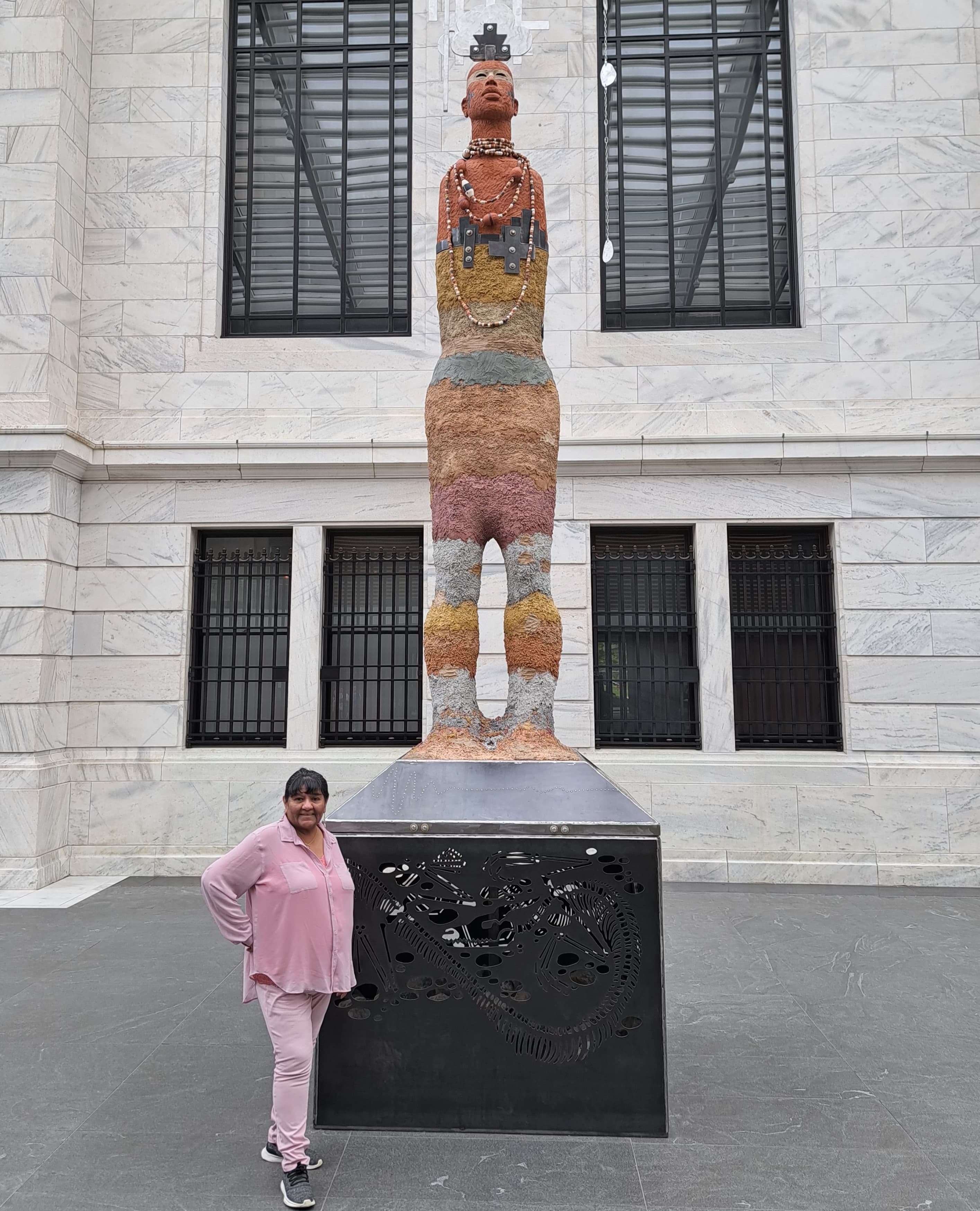 artist Pumpkin in front of Rose B Simpson's Strata