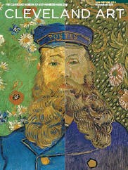 Two half-images by Vincent van Gogh of the Postman Joseph Roulin on the cover