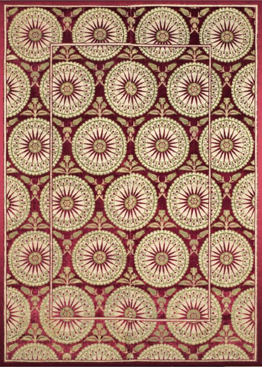 Brocaded Velvet Cover with Sunbursts. Turkey, Istanbul or Bursa? Ottoman Period, early 17th century. Brocaded velvet: silk, gilt- and silver-metal thread, cotton; l. 179.7 cm. John L. Severance Fund 2008.146