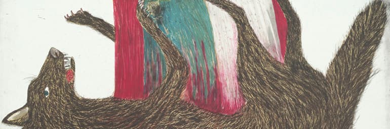 Born (detail), 2002. Kiki Smith (American, b. 1954). Color lithograph; 172.9 x 142.5 cm. The Cleveland Museum of Art, Gift of Agnes Gund and Daniel Shapiro 2004.34.