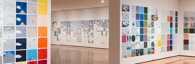 Rhapsody (detail, installation view), 1975–76. Jennifer Bartlett (American, b. 1941). Enamel on steel plates; 228.6 x 4,663.4 cm. The Museum of Modern Art, New York. Gift of Edward R. Broida, 2005. © 2014 Jennifer Bartlett. Photo: The Cleveland Museum of