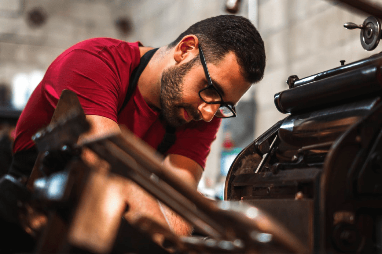 a man working on a car