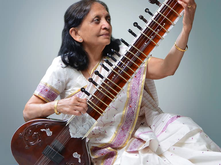 Hasu Patel Sitting and Playing Sitar