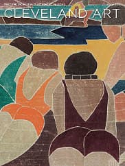 Cover: A colorful woodcut, Sun Bathing, by Mabel Hewit. Basic shapes, blocks of color represnting four women in swimsuits and swim caps from behind, laying on the beach.